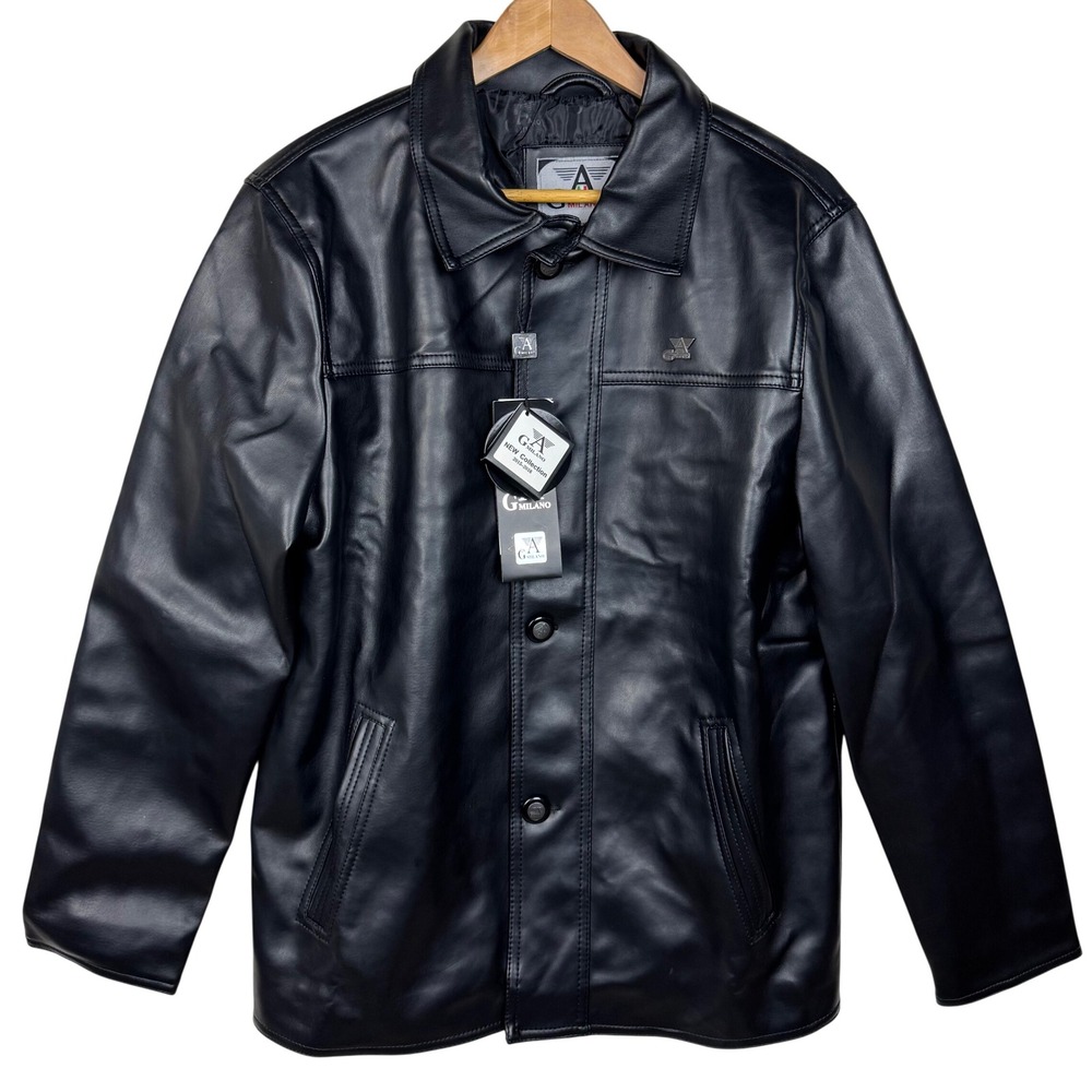 GA Milano Faux Leather Jacket Mens Medium Black Collection‎ 2015-2016 Italy NEW
